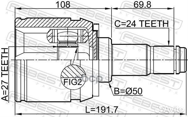 Шрус внутр правый toyota sienna GSL2#,MCL2# 200