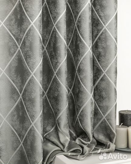 Комплект портьер жаккард Леман Стальной шторы