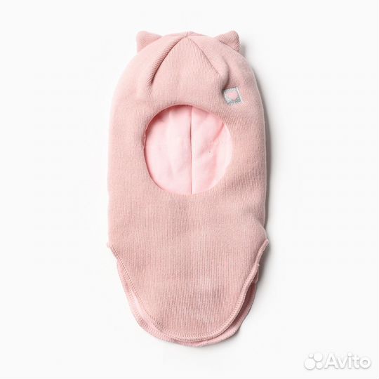 Шапка-шлем для девочки, цвет пудра, размер 50-54