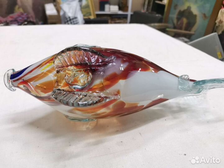 Графин Рыба Цветное гутное стекло СССР (Ч)
