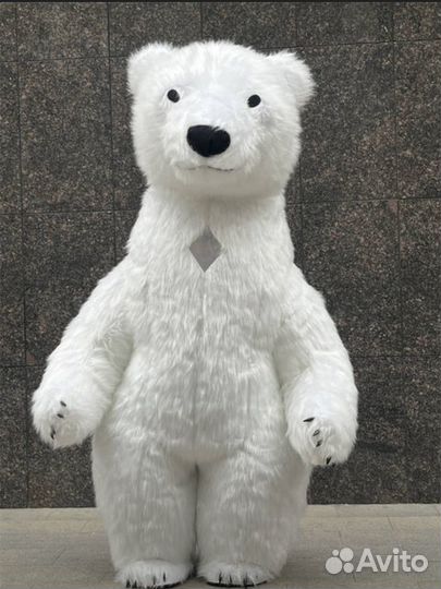 Костюм ростовой куклы Мишка белый, надувной 2,6м