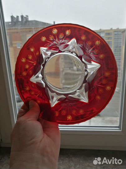 Вазочка, конфетница СССР цветное стекло