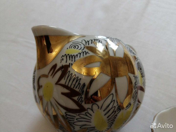 Чайный сервиз лфз СССР золотые ромашки