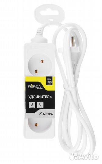 Удлинитель 3гнезда,сеч.провода 0,75кв.мм,2м, еврор