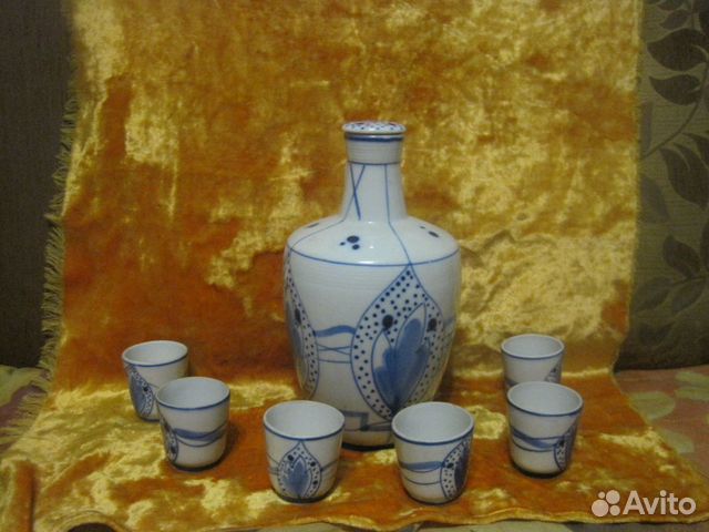 Графин для вина и 6 стопок СССР гжель