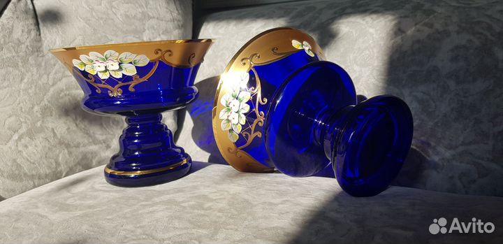 Две небольшие вазочки Богемия, оригинал 14/16, по