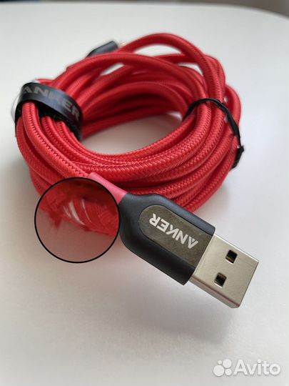 Anker кабель провод USB - Lightning 3 м, красный
