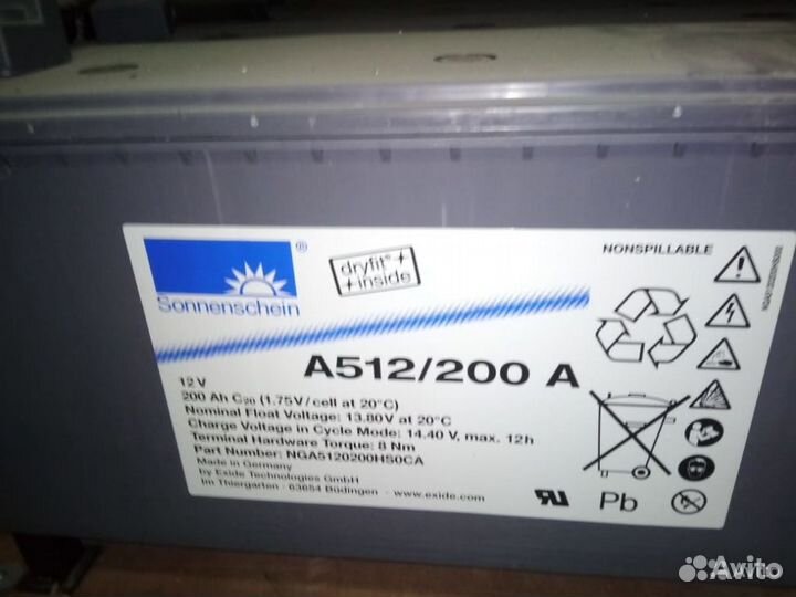 Аккумулятор тяговый AGM 12v Sonnenschein A512/200A
