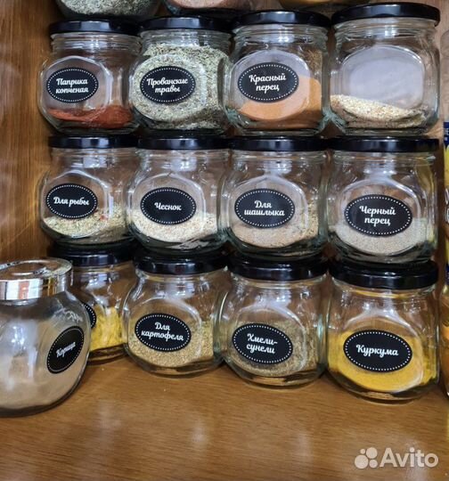 Баночки для специй с наклейками