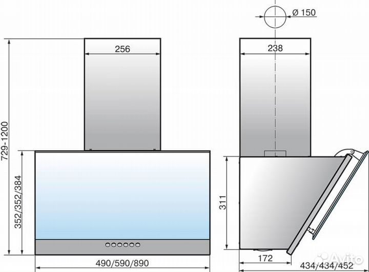 Вытяжка каминная Elikor Рубин 90 cм антрацит/черн