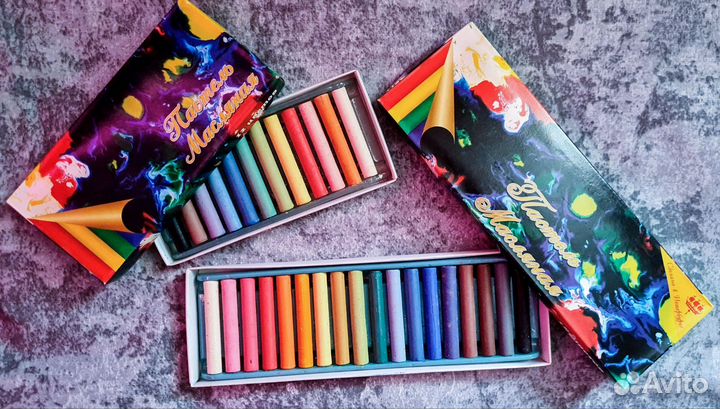 50 упаковок Пластилина 10 упаковок Пастели масл