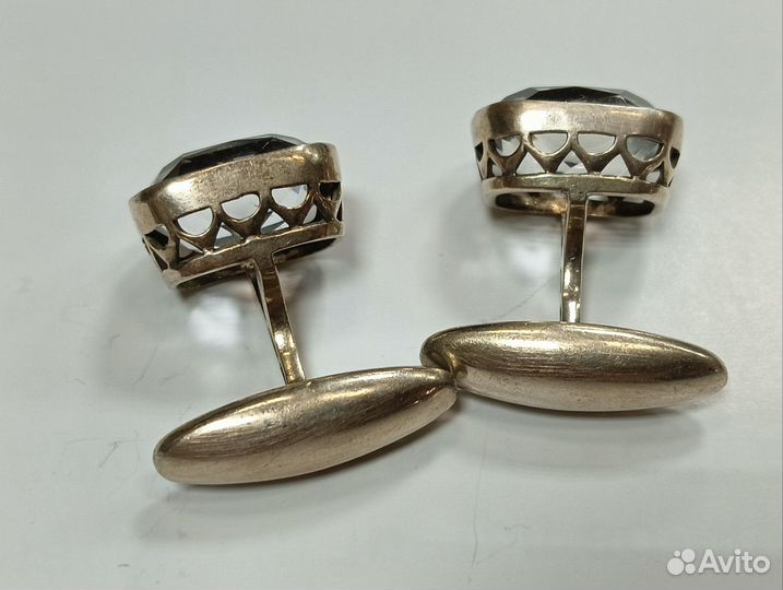 Запонки серебро 875 горный хрусталь СССР