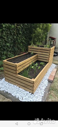 Деревянная грядка. Кашпо деревянное многоуровневая