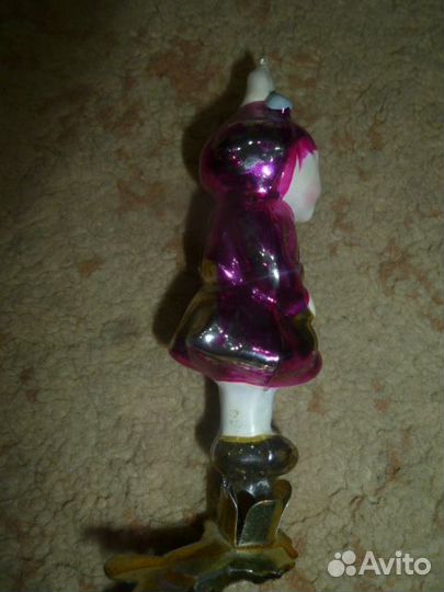 Елочные игрушки на прищепке,вишенка,клоун с дудочк