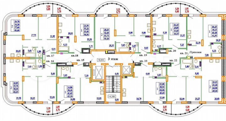 2-к. квартира, 62,2 м², 3/11 эт.