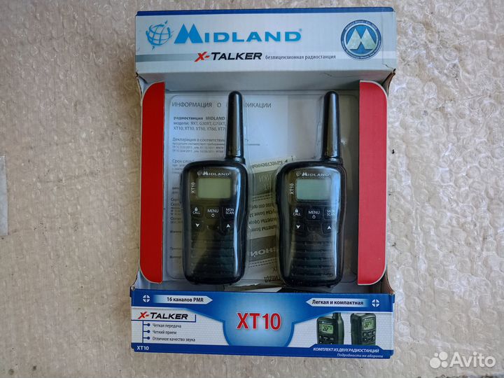 Рация Midland хт10 2шт