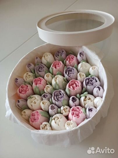 Зефирные цветы в коробочке