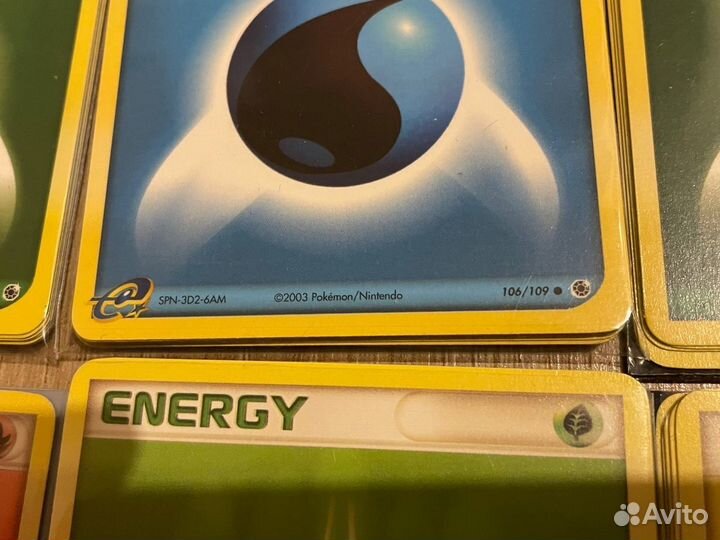 Винтажные карточки энергии Покемон