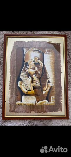 Папирус из Египта, в раме, со стеклом