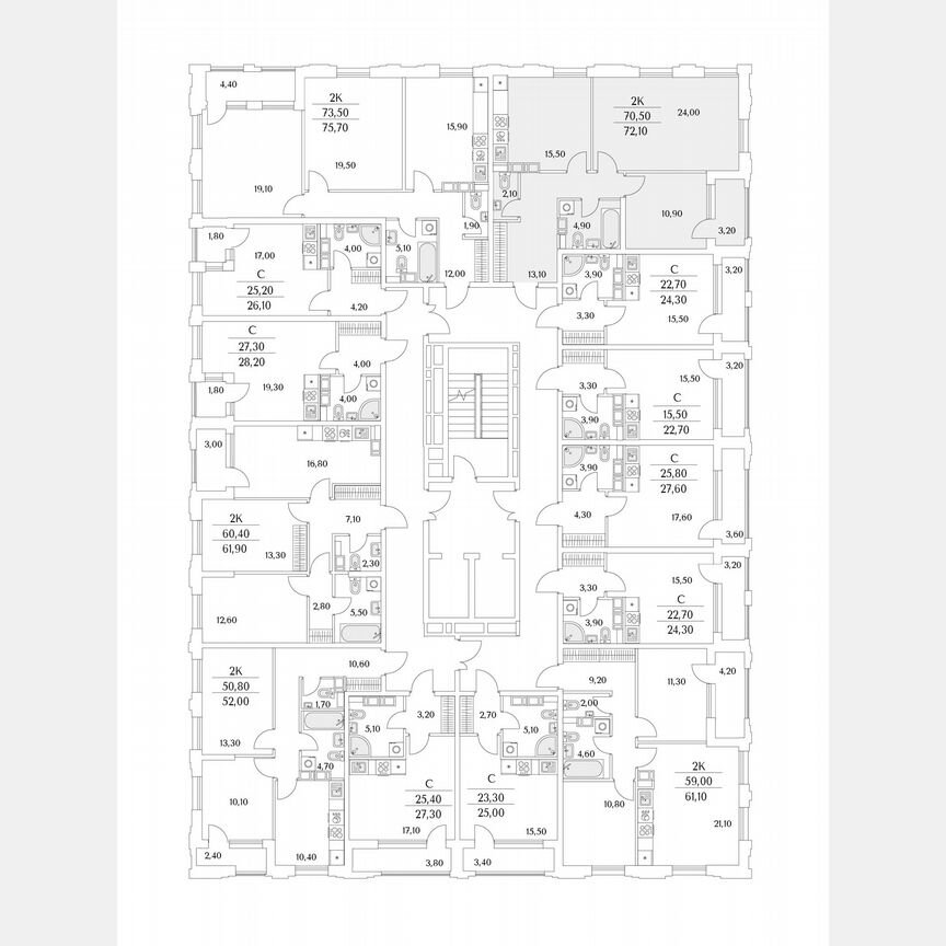 2-к. квартира, 72,1 м², 5/13 эт.