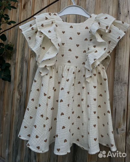 Муслиновое платье для девочки от 80 до 98