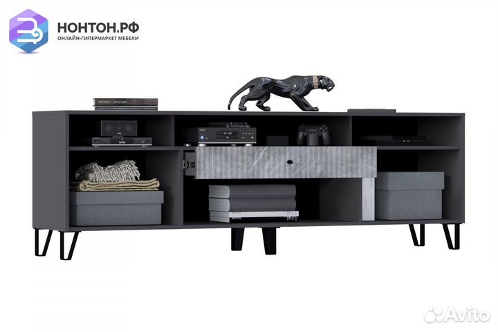 Тв-тумба Оливия графит / мрамор глянец