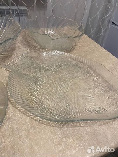 Посуда для сервировки, стекло рифленое