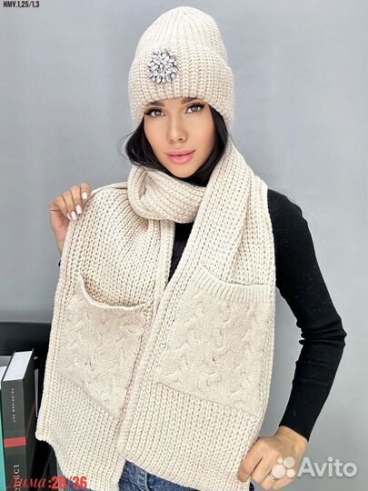 Шапка на флисе и шарф