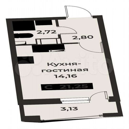 Квартира-студия, 21,3 м², 2/18 эт.