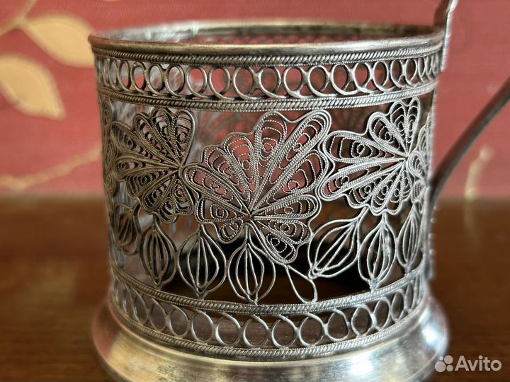 Подстаканник. Скань. Филигрань. Серебрение СССР