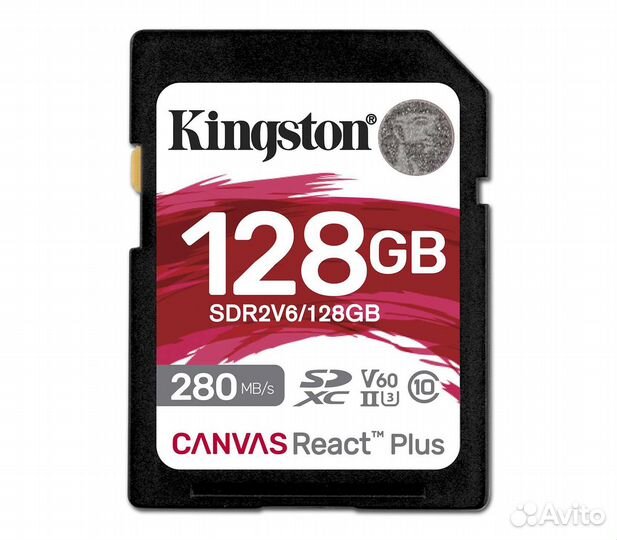 Карта памяти Kingston sdxc 128GB Canvas React Plus UHS-II V60 100/280Mb/s