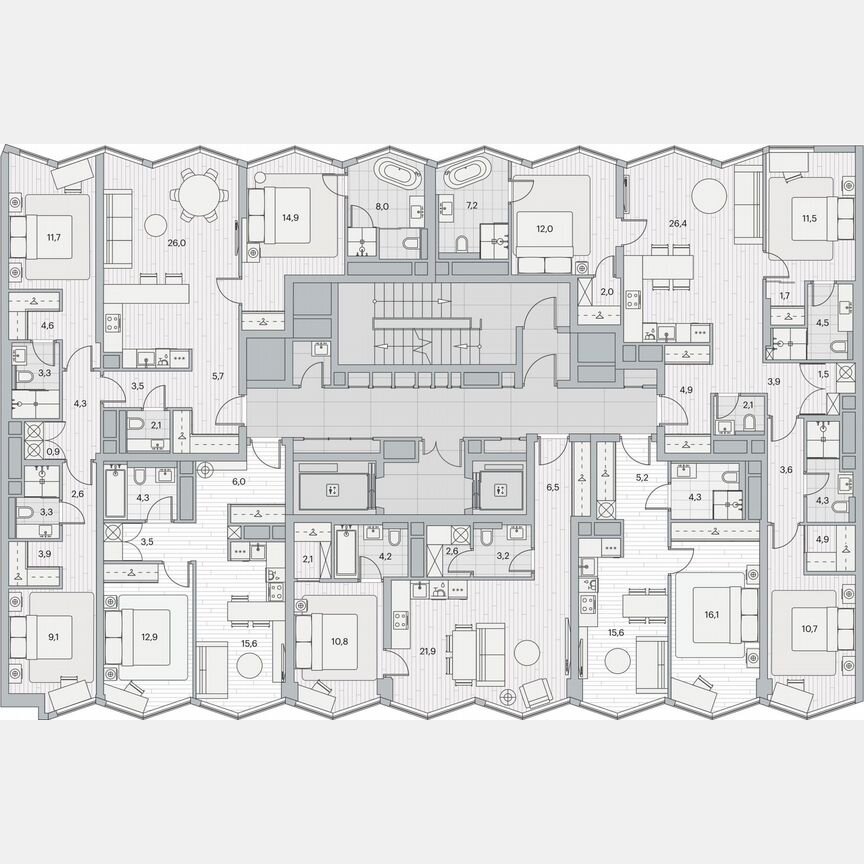 1-к. квартира, 51,1 м², 19/20 эт.