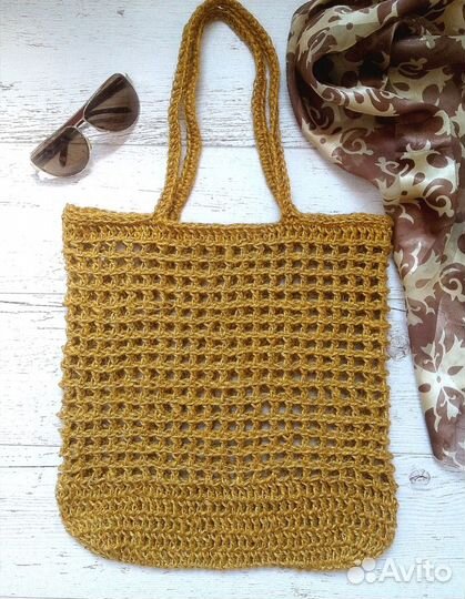 Сумка джутовая вязаная