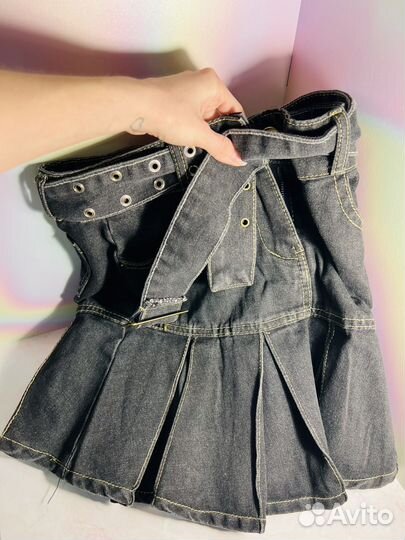 Юбка джинсовая у2к чёрная