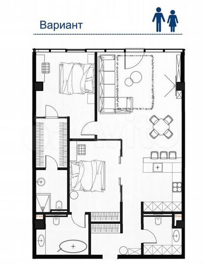 3-к. апартаменты, 103,8 м², 15/18 эт.
