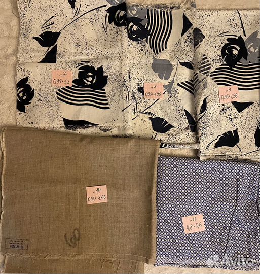 Отрезы ткани лен хлопок