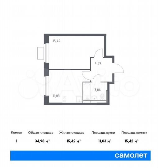 1-к. квартира, 35 м², 12/12 эт.