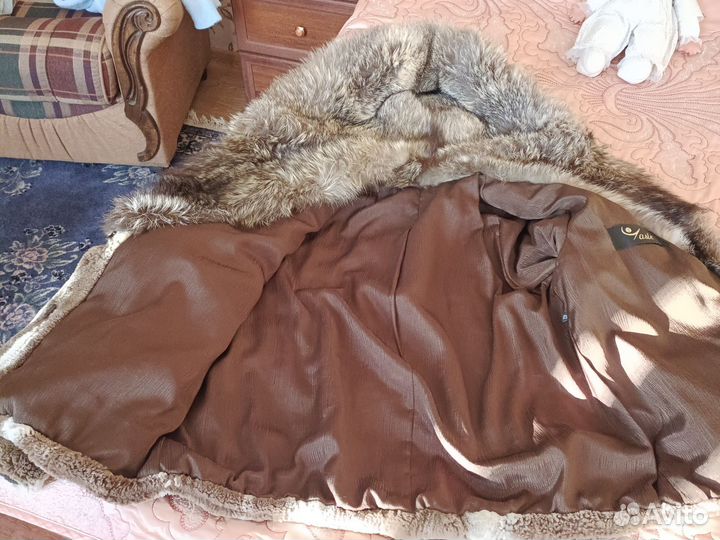 Норковый полушубок с капюшоном лиса размер 46 48