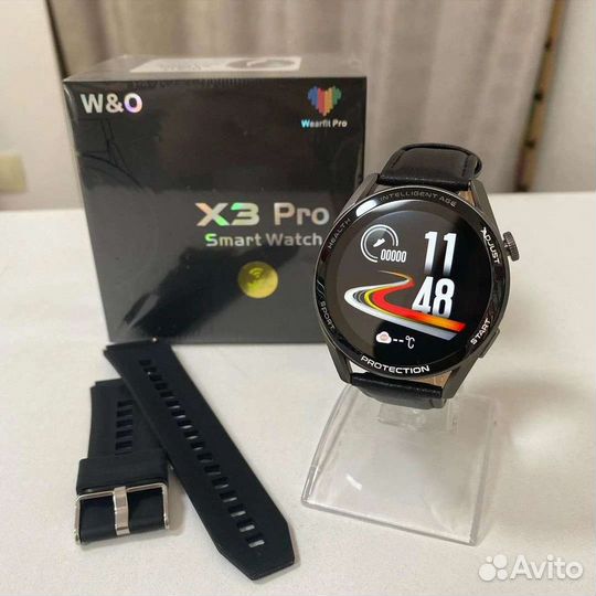 Smart watch X3 pro 2 ремешка (кожа + фитнес)