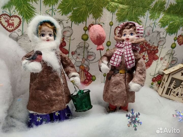 Ватные елочные игрушки