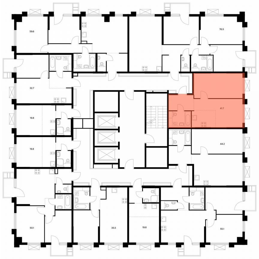 1-к. квартира, 41,7 м², 4/25 эт.