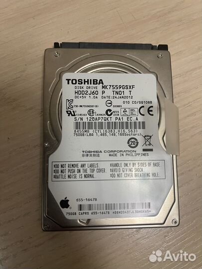 Жесткий диск Toshiba Apple 750gb