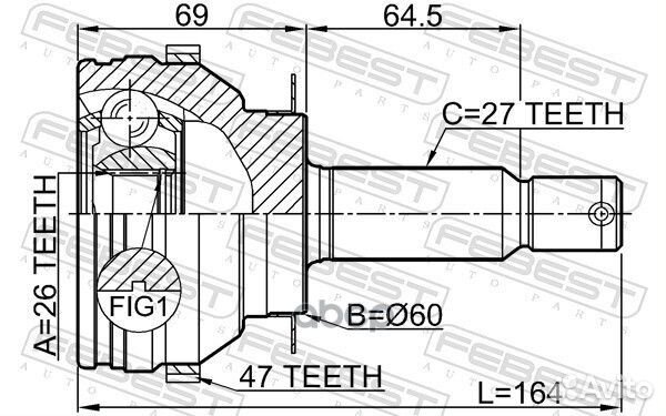 Шрус наружный 26X60X27 hyundai sonata (EF) 2001