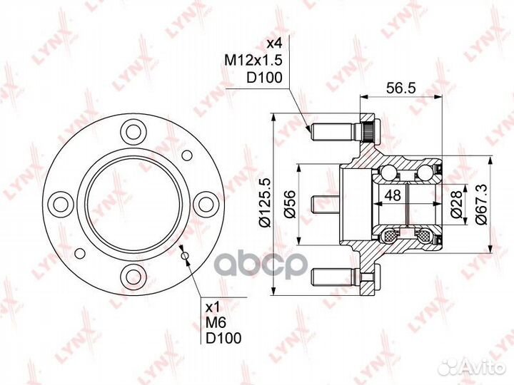 Ступица колеса зад прав/лев WH1128 lynxauto