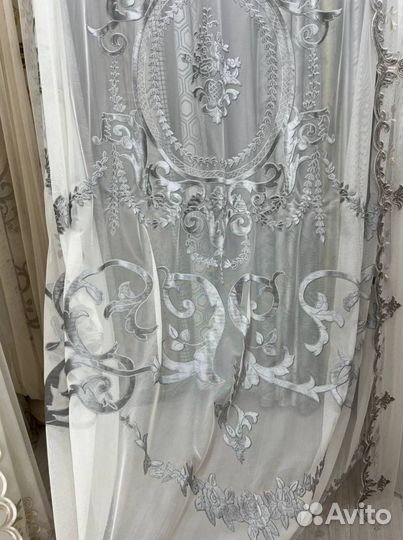 Тюль 3м + накидка новые, своя мастерская штор