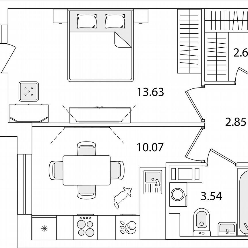 1-к. квартира, 34,1 м², 8/9 эт.