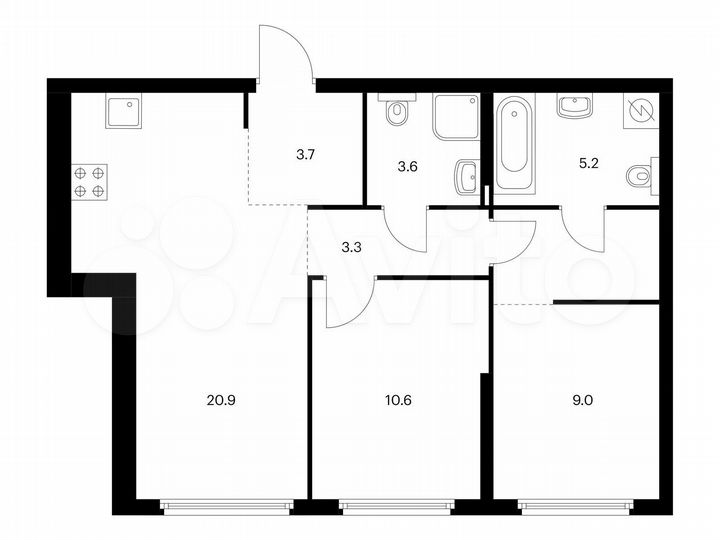 2-к. квартира, 60,5 м², 15/32 эт.