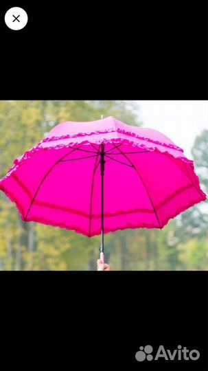 Зонт-трость ярко-розовый