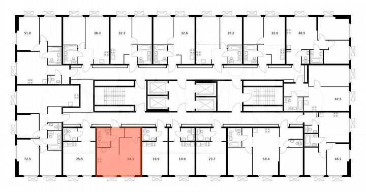 Квартира-студия, 34,3 м², 28/33 эт.
