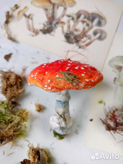 Ватная игрушка мухомор
